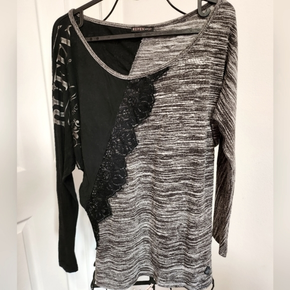 Lace and‎ knit dolman sweater